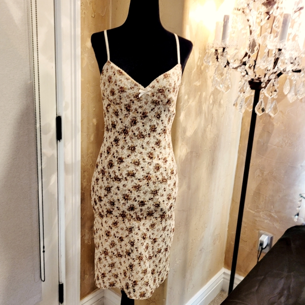 Vintage, Romantic Sexy Flirty Summer Dress. Multi-Color Floral Mesh Size S.